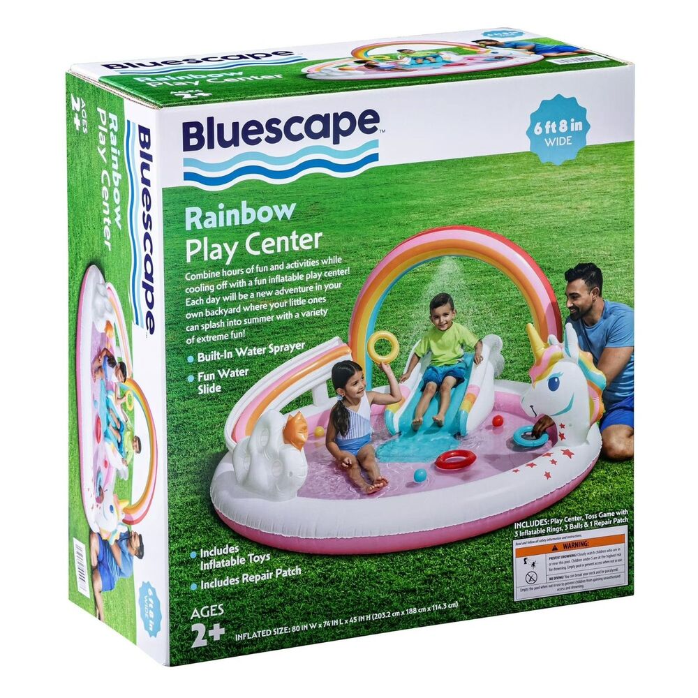 Bluescape Rainbow Unicorn Play Center Inflatable Kids Pool Play Center Toys NEW - Picture 4 of 6